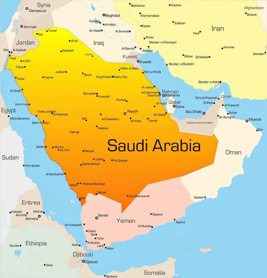 Cities Map Of Saudi Arabia – Orangesmile, Shaqrā’, Saudi Arabia, Saudi Arabia Ports, Ancient Saudi Arabia