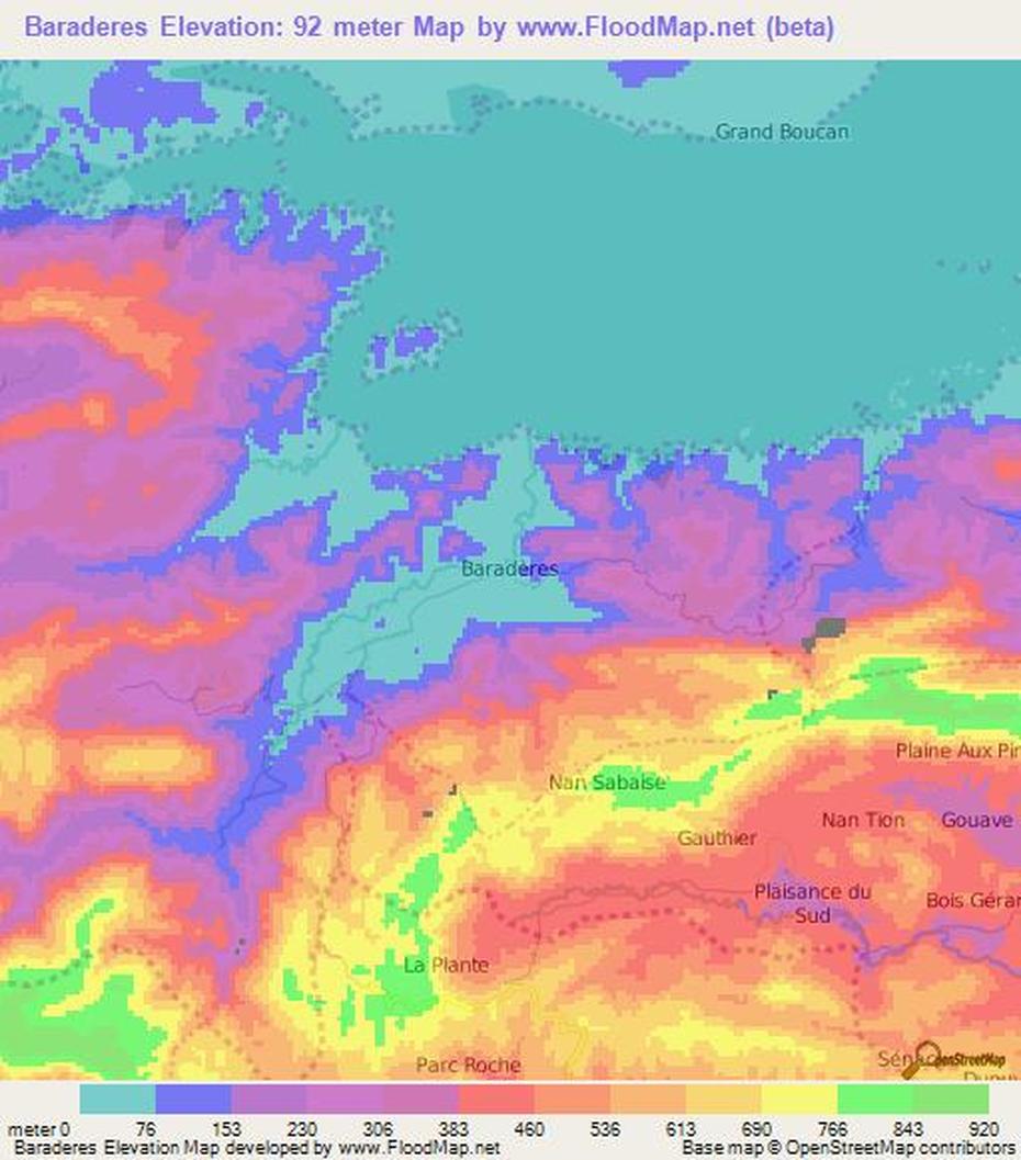 Elevation Of Baraderes,Haiti Elevation Map, Topography, Contour, Baradères, Haiti, Saint-Marc Haiti, Gressier Haiti