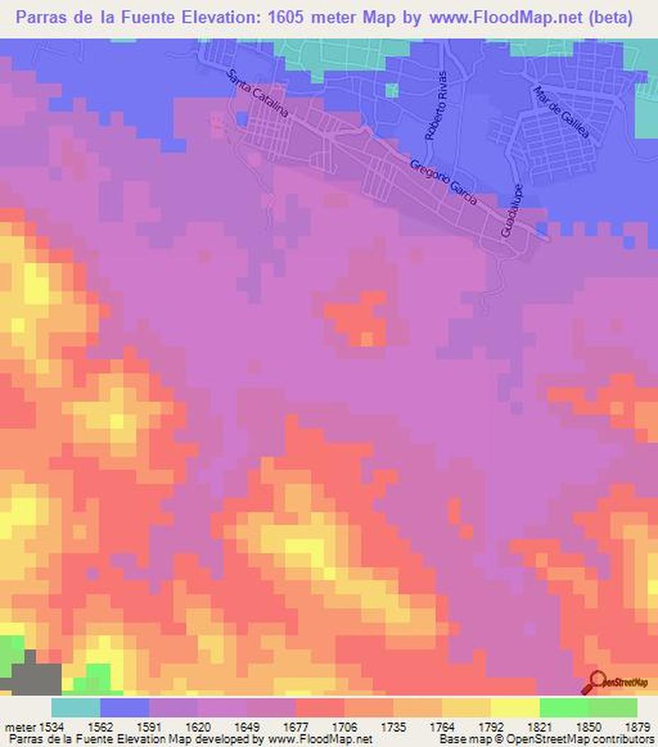 Elevation Of Parras De La Fuente,Mexico Elevation Map, Topography, Contour, Parras De La Fuente, Mexico, Calle  Coahuila, Hoteles En Parras