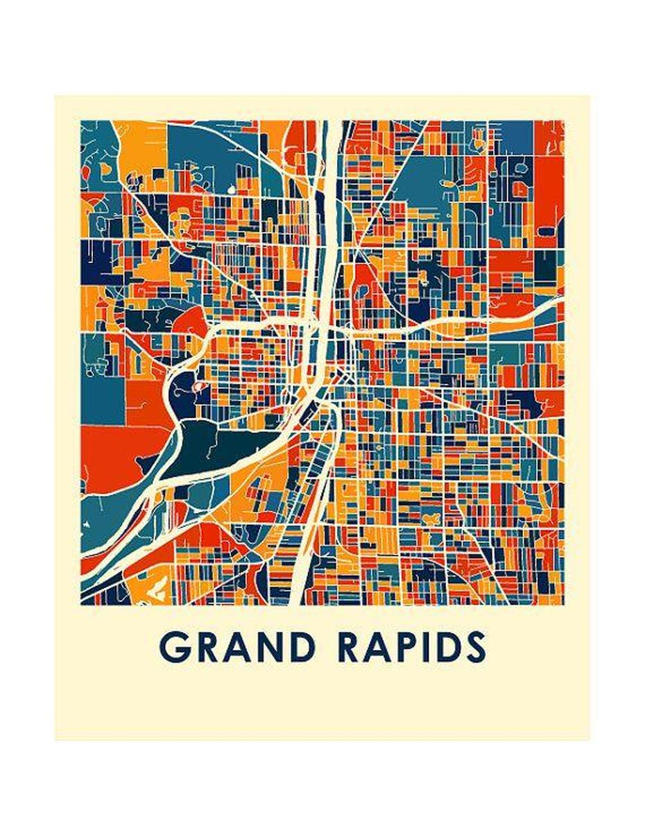 Grand Rapids Map Print Full Color Map Poster | Etsy | Grand Rapids Map …, Grand Rapids, United States, Grand Rapids City, Grand Rapids Mn
