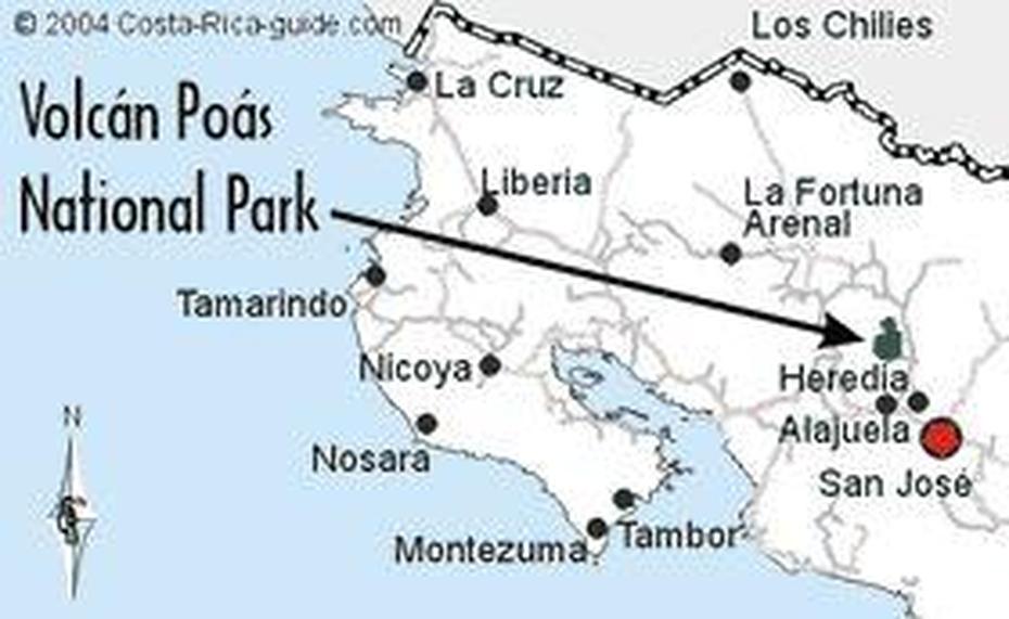 Map Showing The Location Of Poas Volcano National Park In Costa Rica …, Poás, Costa Rica, Costa Rica Parks, Costa Rica Volcanoes