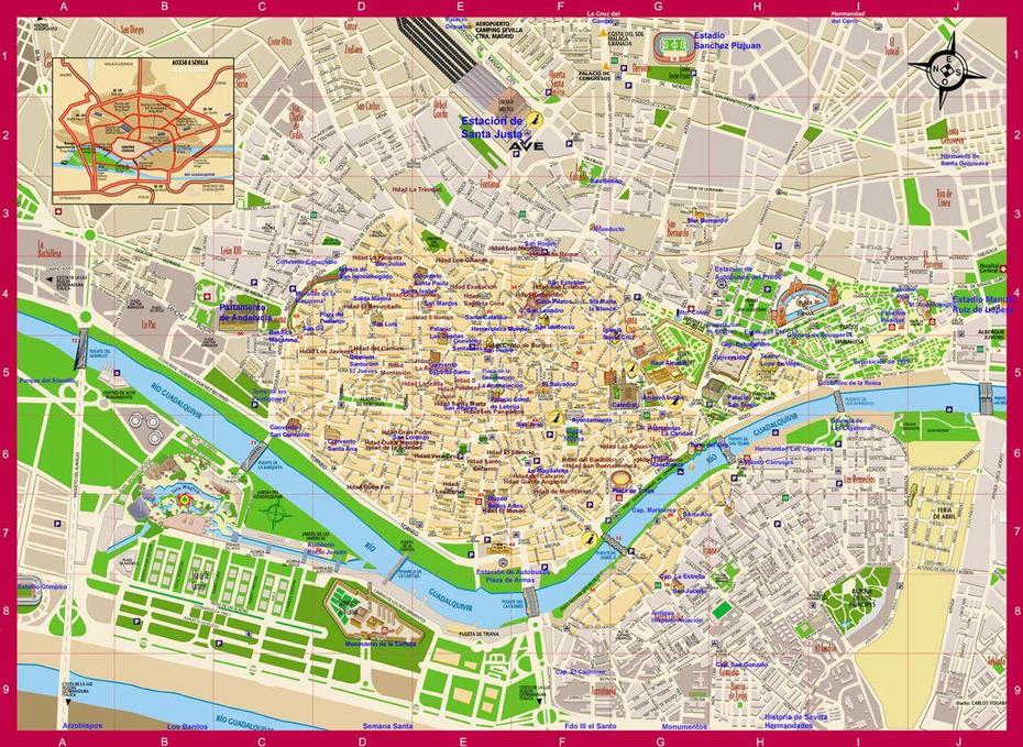 Maps Of Sevilla Map, Spain | Sevilla, Spain, Map, Sevilla, Spain, Alhambra Spain, Seville Spain City