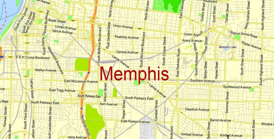 Memphis: Free Printable Map Memphis, Tennessee Us, Exact Vector City …, Memphis, United States, Memphis Usa, Memphis Us