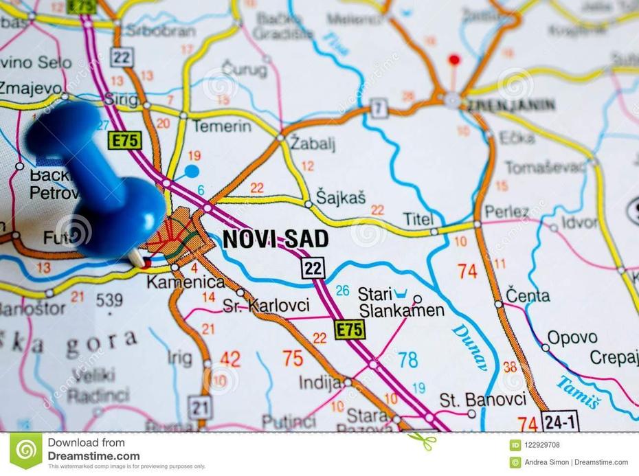 Novi Sad On Map Stock Photo. Image Of Cartography, Atlas – 122929708, Novi Sad, Serbia, A Novi Sad Ulica, Karta Novi Sad