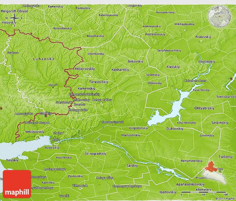 Physical 3D Map Of Rostov Oblast, Rostov, Russia, Don, Rostov Oblast