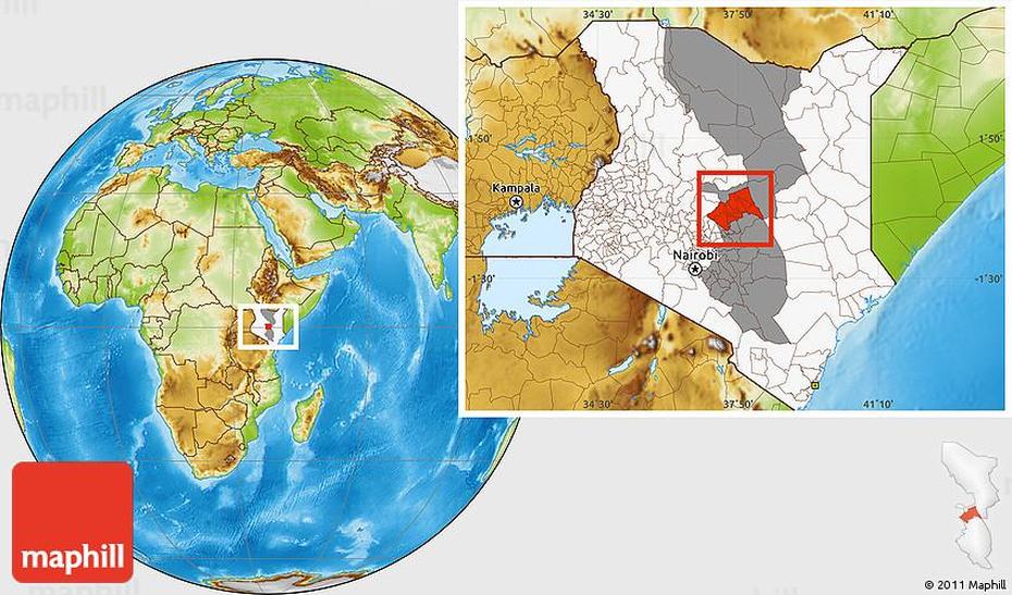 Physical Location Map Of Meru, Highlighted Country, Highlighted Parent …, Meru, Kenya, Kenya Pa, Nairobi Kenya