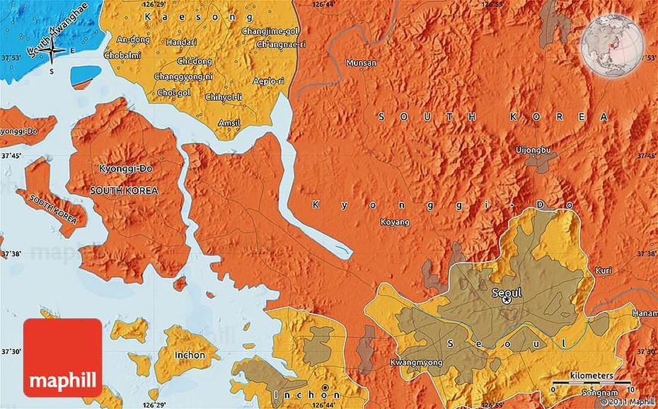 Political Map Of Munsan, Munsan, South Korea, Korea Dmz, Chungcheong
