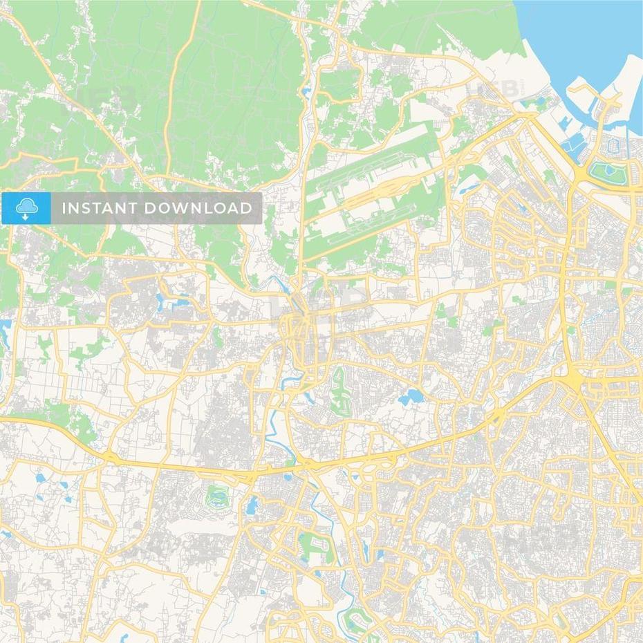 Printable Street Map Of Tangerang, Indonesia | Hebstreits Sketches | Streit, Tangerang, Indonesia, Bekasi Indonesia, Sumatra Indonesia