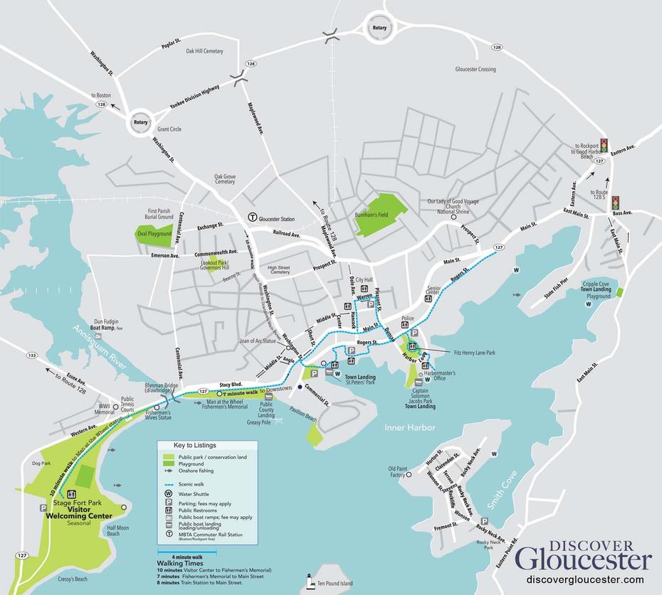 Walking Map Of City Of Gloucester, Massachusetts – Discover Gloucester, Gloucester, United States, United States  Color, United States  With City