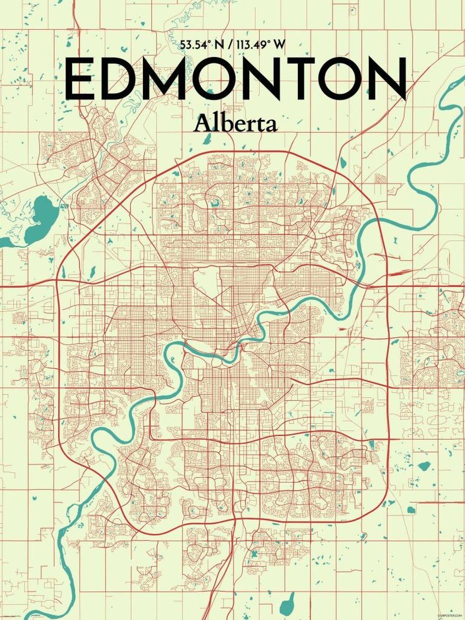 B”Ourposter Edmonton City Map Graphic Art Print Poster In – Printable …”, Edmonton, Canada, Edmonton Area, Edmonton City