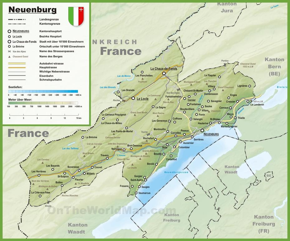 Canton Of Neuchatel Map With Cities And Towns, Neuchâtel, Switzerland, Switzerland Food, Fribourg Switzerland