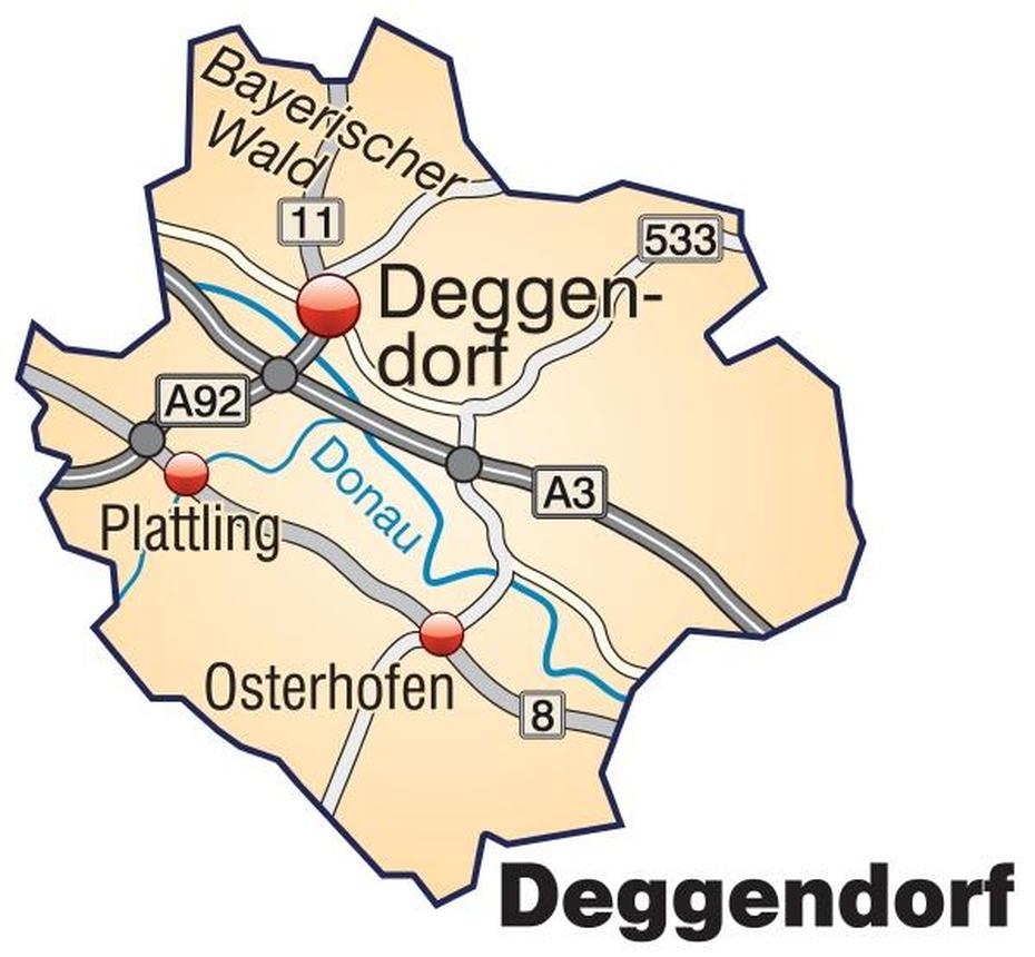 Map Of Deggendorf With Transport Network In – Royalty Free Photo …, Deggendorf, Germany, Bavaria Germany Cities, Upper  Palatinate