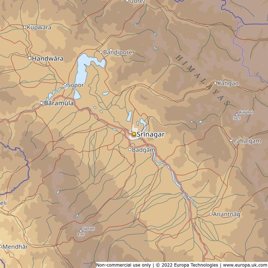 Map Of Srinagar, India | Global 1000 Atlas, Srīnagar, India, Kashmir On India, Indian Kashmir