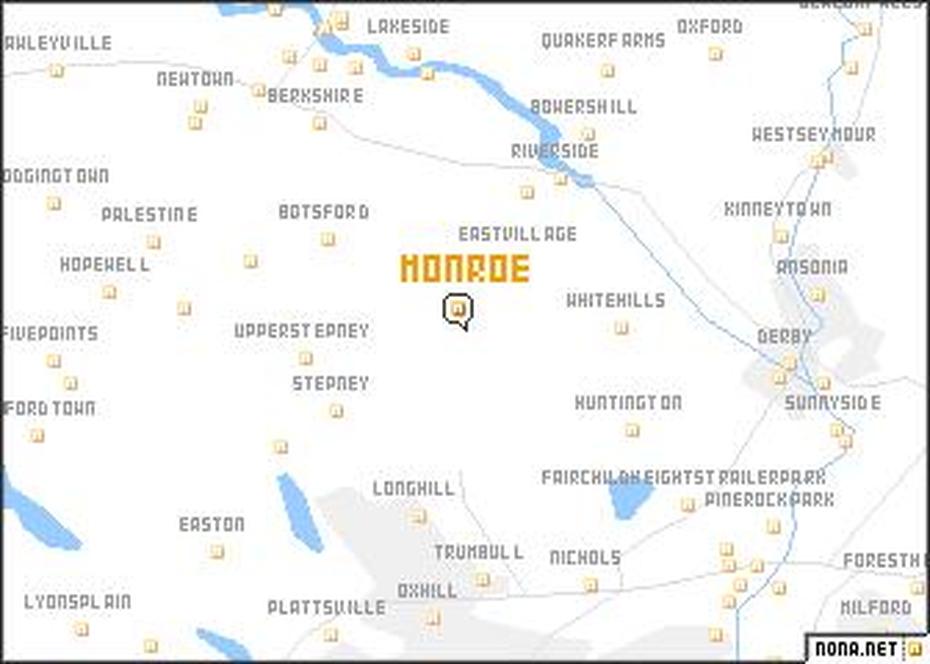 Monroe (United States – Usa) Map – Nona, Monroe, United States, United States  With City, Monroe Ct