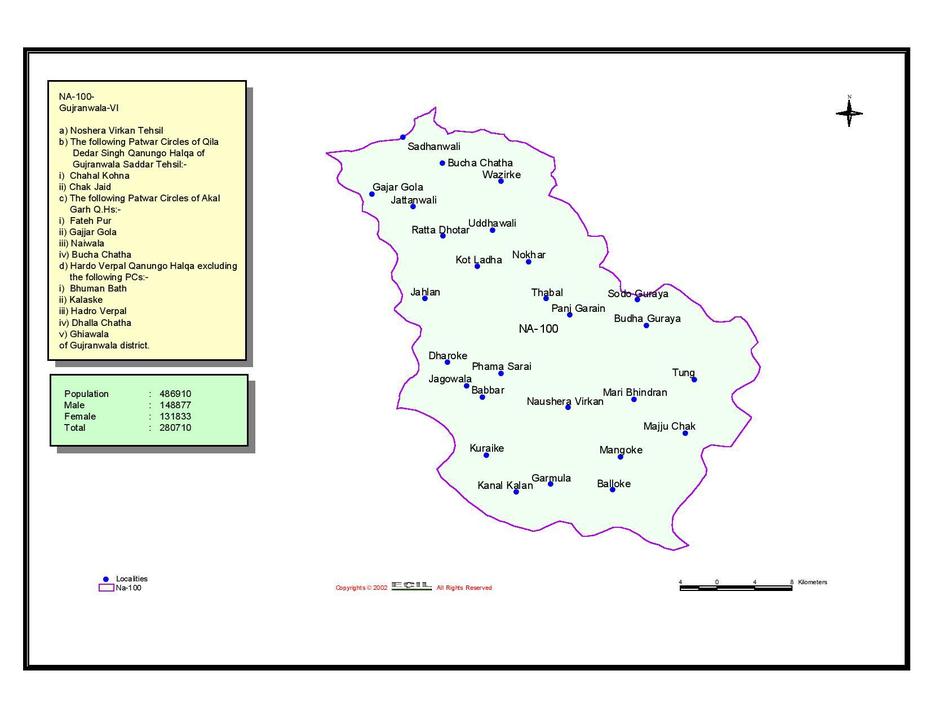 Na-100 Gujranwala Vi National Assembly Constituency Area Map …, Gujranwala, Pakistan, Of Faisalabad, Karachi On
