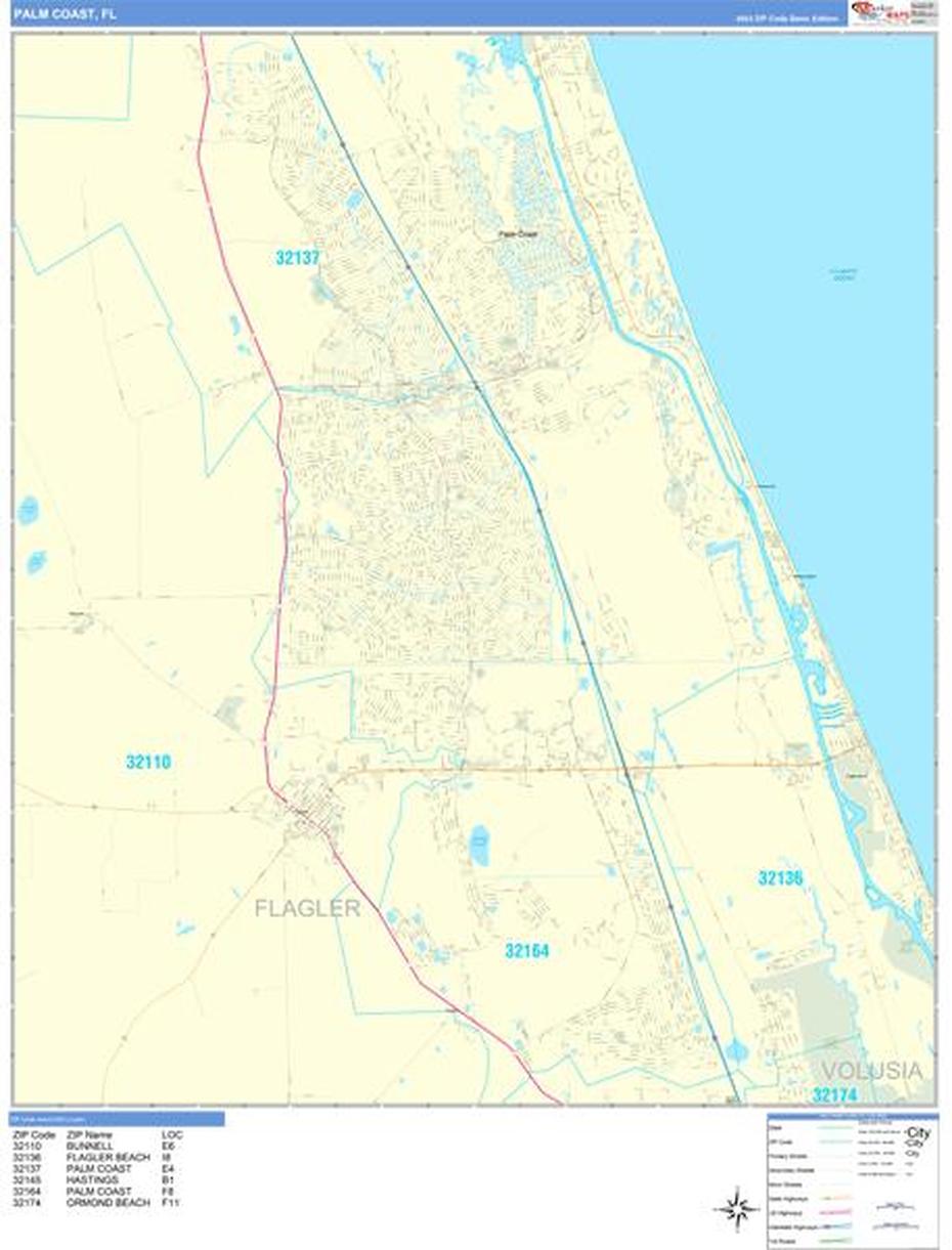 Palm Coast Florida Wall Map (Basic Style) By Marketmaps – Mapsales, Palm Coast, United States, Where Is Palm Coast Florida Located, Hammock Dunes Palm Coast