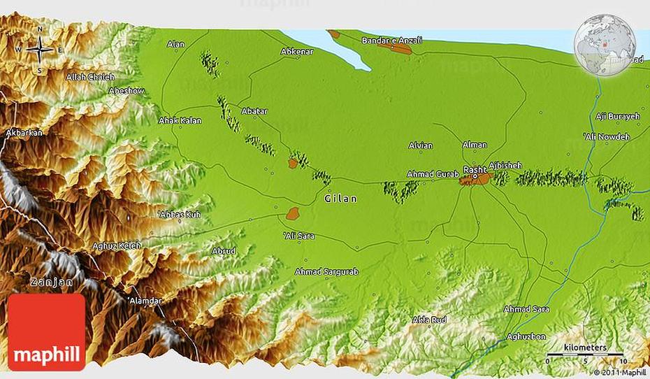 Physical 3D Map Of Rasht, Rasht, Iran, Esfahan Iran, Ahvaz