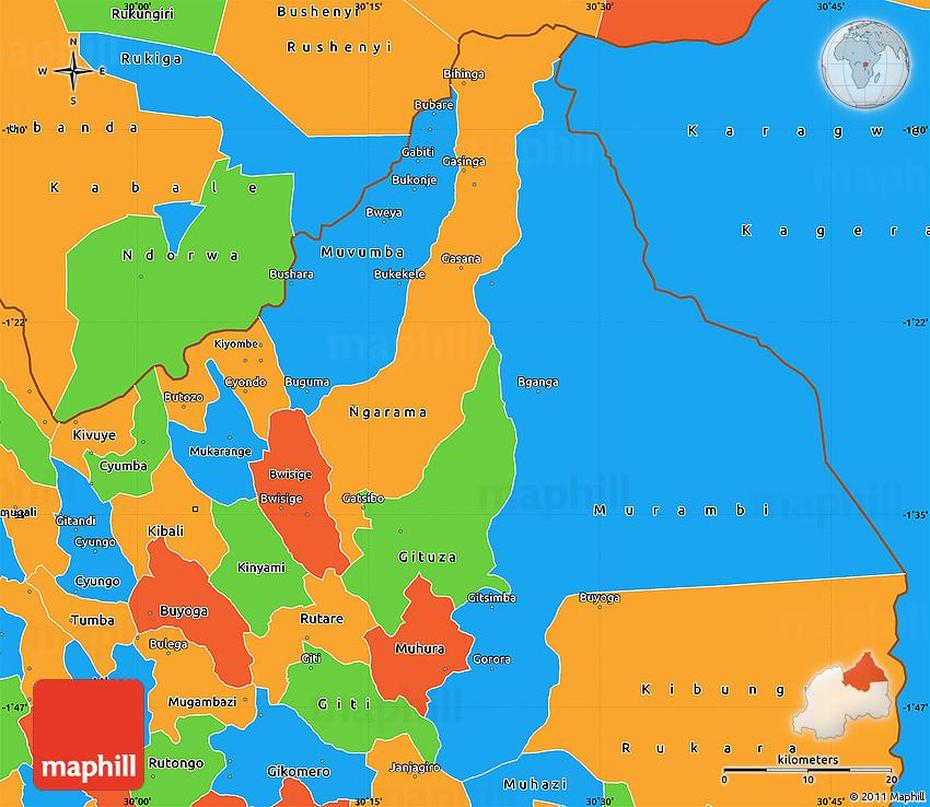 Political Simple Map Of Byumba, Byumba, Rwanda, Rwanda Gihembe, Rwanda Tea