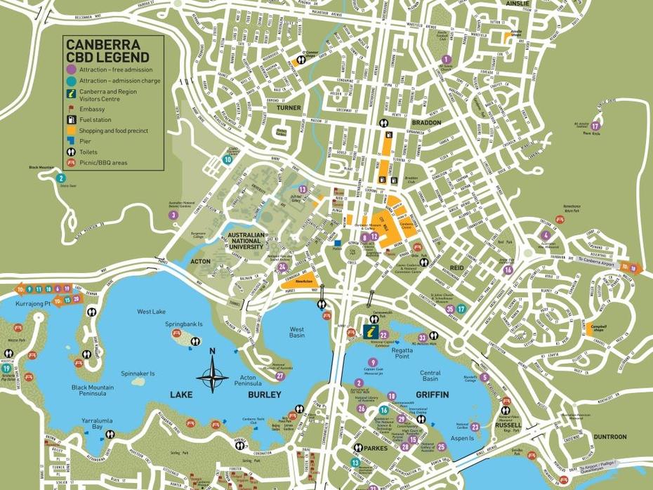 Printable Map Of Canberra | Free Printable Maps, Canberra, Australia, Australia  With Oceans, Canberra Suburbs