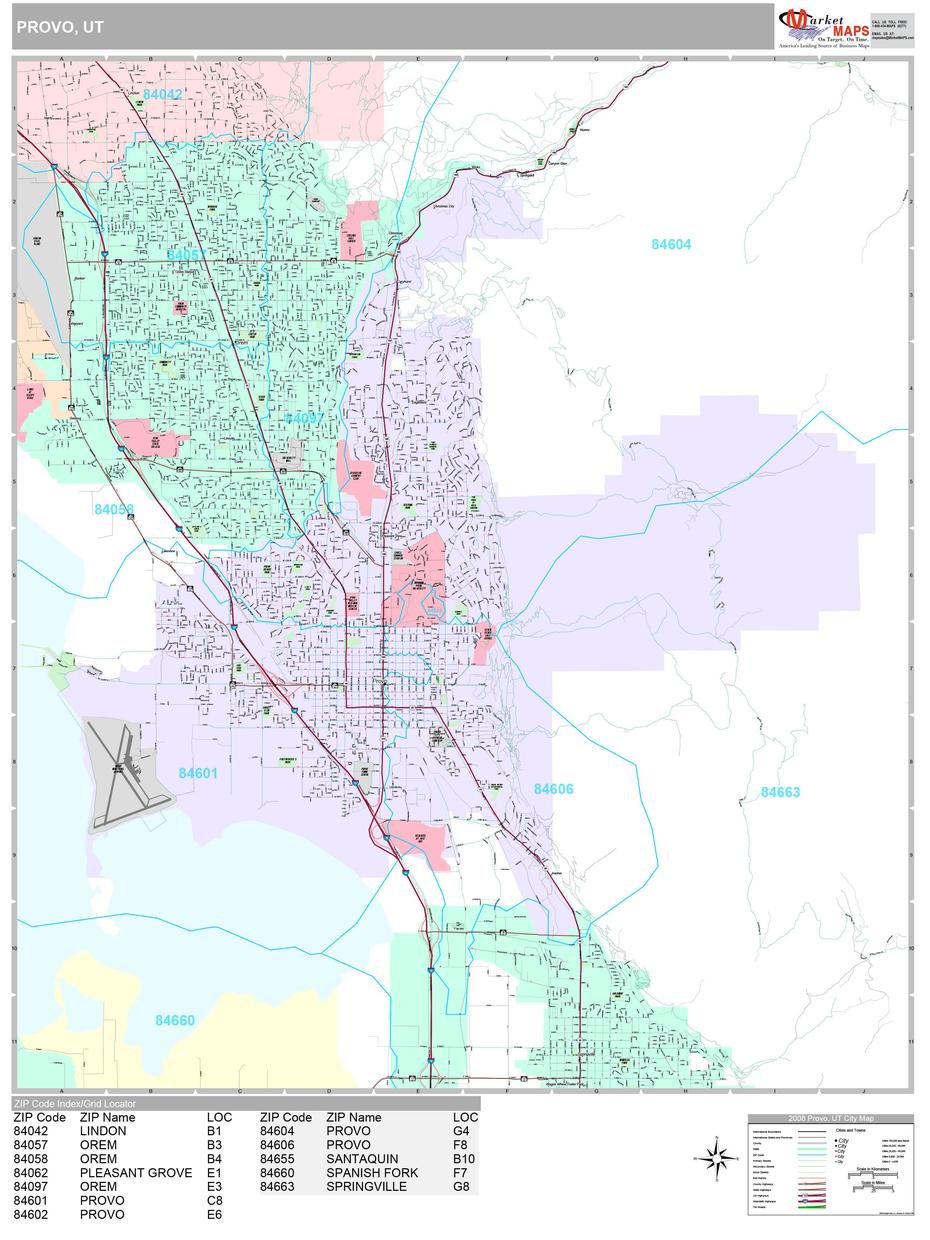 Provo Utah Wall Map (Premium Style) By Marketmaps, Provo, United States, Downtown Provo, Provo Utah