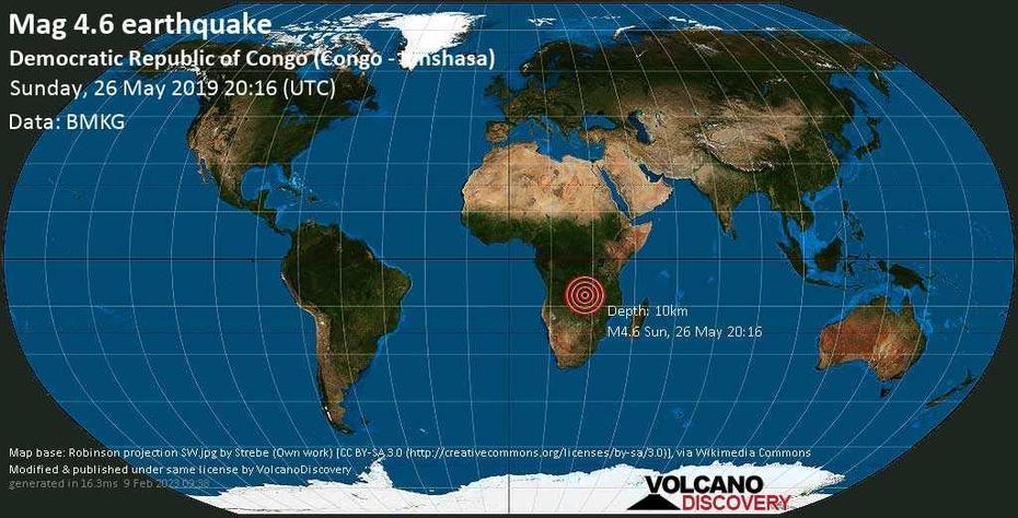 Quake Info: Moderate Mag. 4.6 Earthquake – 37 Km Southeast Of Likasi …, Likasi, Congo (Kinshasa), Congo Republic, Democratic Republic Congo