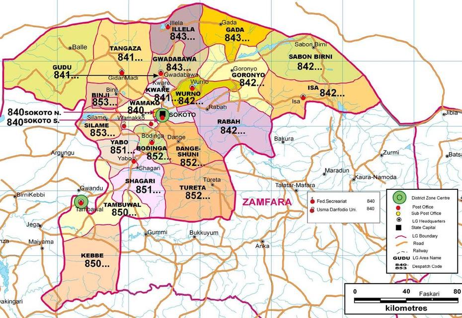 Sokoto State Zip Code Map, Sokoto, Nigeria, Sokoto State, Kano Nigeria