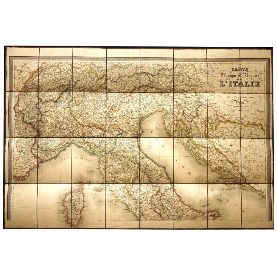 1843 Andriveau-Goujon Map Of Italy For The Prince Of Carini For Sale At …, Carini, Italy, Palermo Sicily, Carini Castle