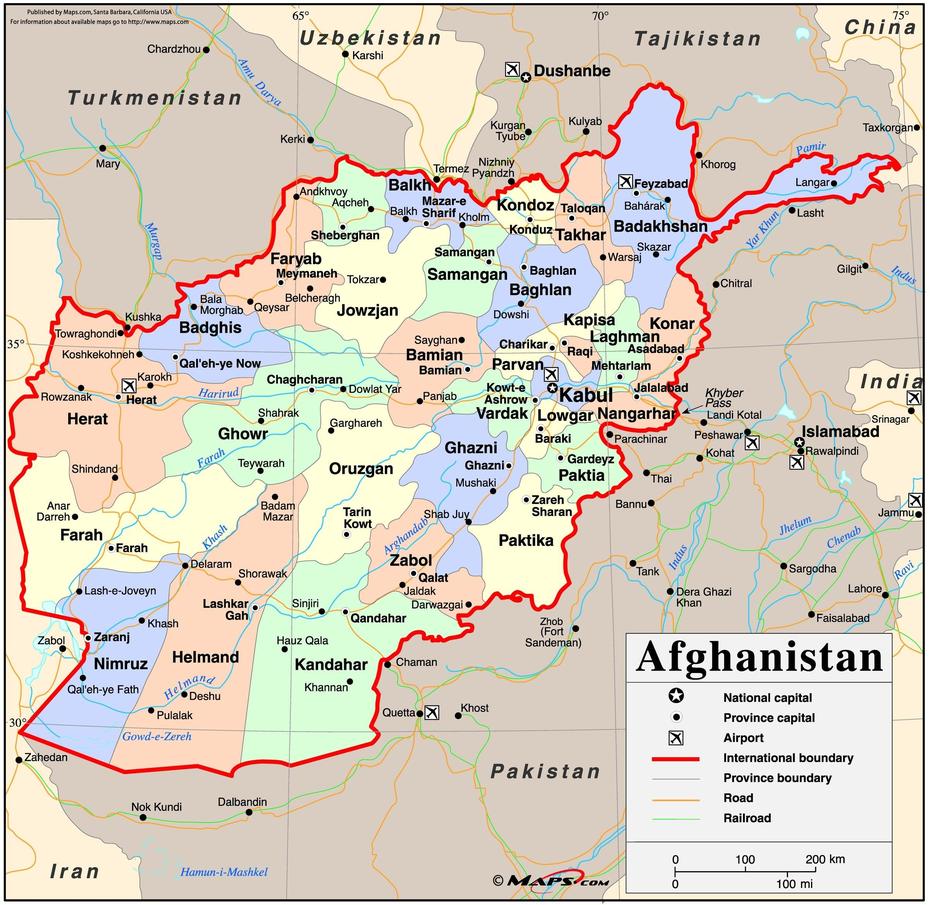 Afghanistan Political Wall Map | Maps, Ḩukūmatī Baghrān, Afghanistan, Outline Of Afghanistan, Kabul Afghanistan