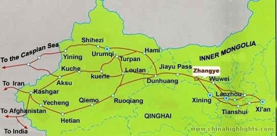 B”Zhangye Maps, Maps Of Zhangyes Tourist Attractions”, Zhangye, China, Lanzhou, Xining