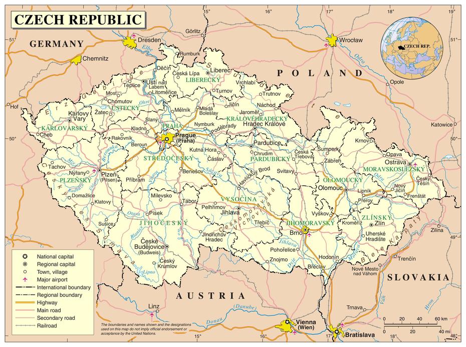 Czechia Map – Map Of Czechia (Eastern Europe – Europe), Kroměříž, Czechia, Unesco  Cr, Czech  Cities