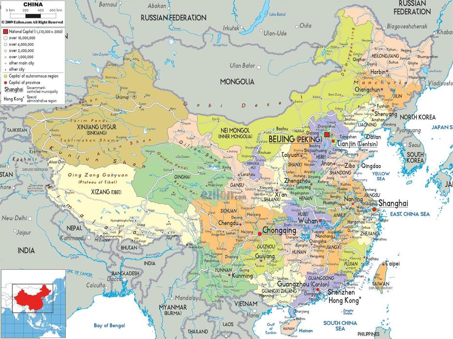 Detailed Political Map Of China – Ezilon Maps, Dongxianpo, China, South China, China  Graphic