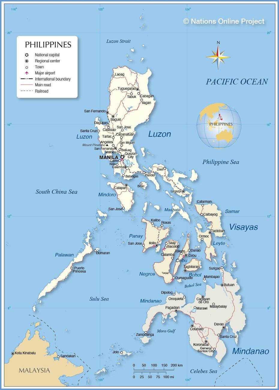 General Map Of The Philippines – Nations Online Project, New Panamao, Philippines, Philippines  Color, Manila In