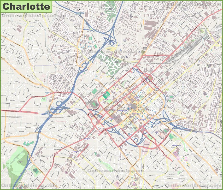 Large Detailed Map Of Charlotte, Charlotte, United States, Charlotte Us, Blank Southeast Region United States