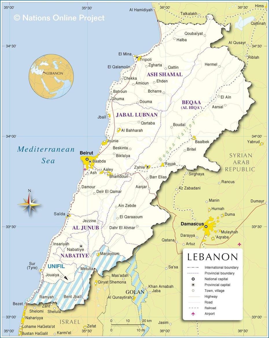 Lebanon Cities, Beirut Location, Maniere, Beirut, Lebanon