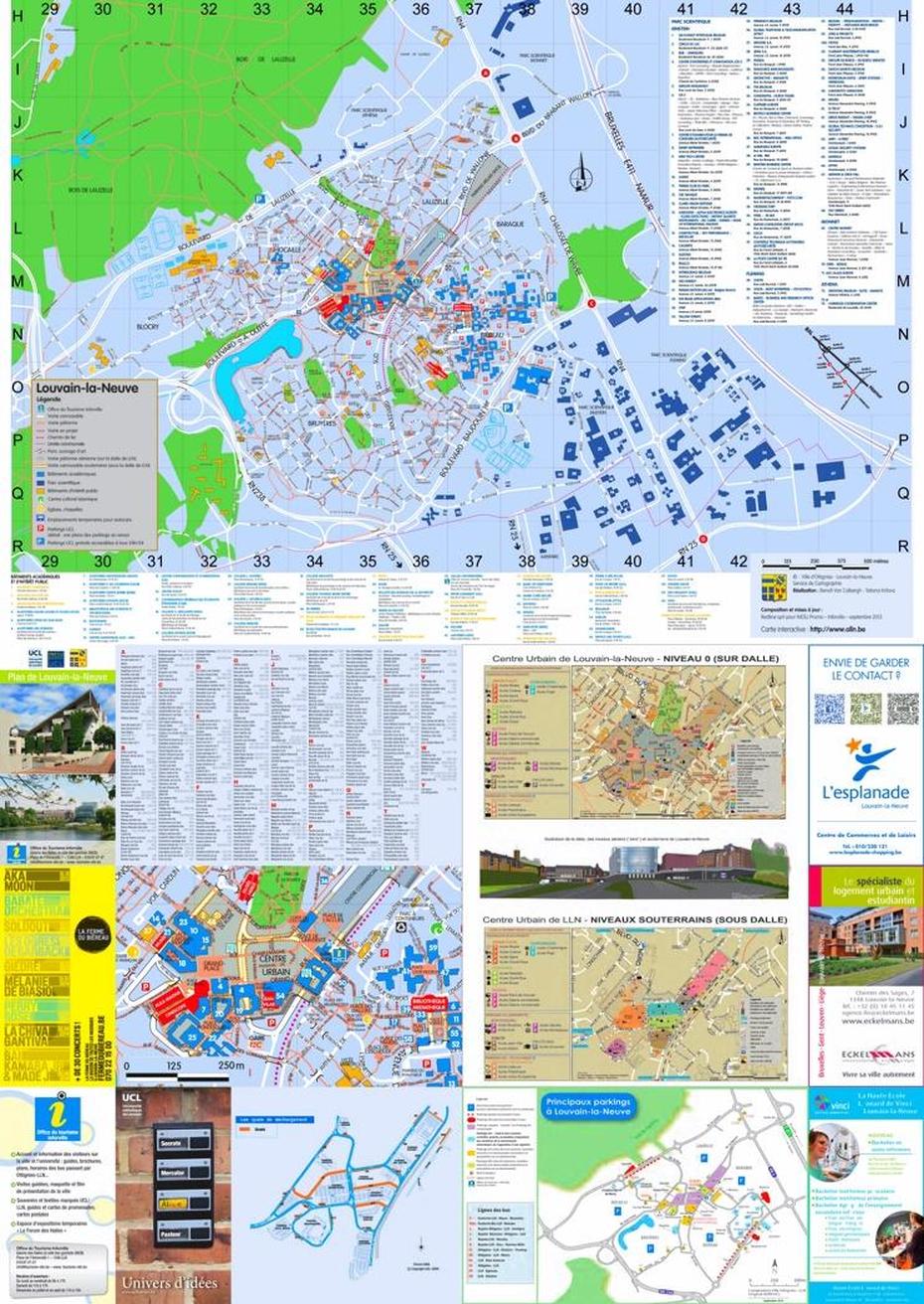 Louvain-La-Neuve Tourist Map, Louvain-La-Neuve, Belgium, Louvain Belgio, Gembloux