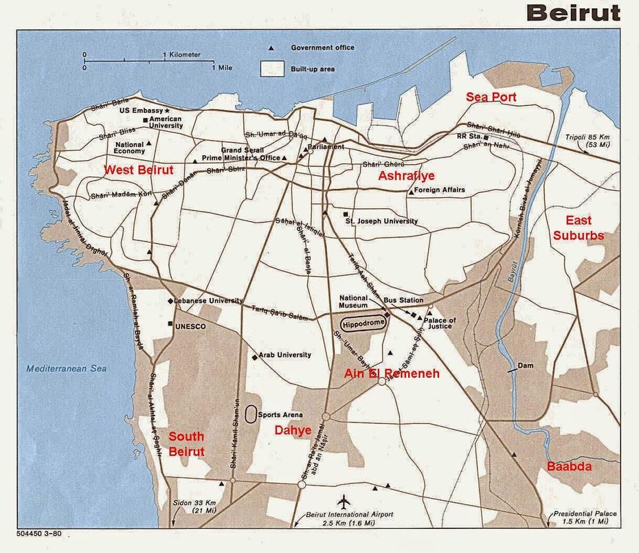 Map: Beirut City – Free Printable Maps, Beirut, Lebanon, Ancient Lebanon, Baalbek Lebanon