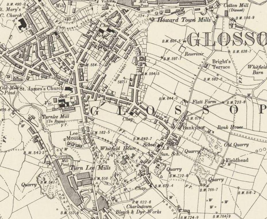 Map Of Early Glossop | Glossop, Derbyshire, Domesday Book, Glossop, United Kingdom, Glossop, United Kingdom