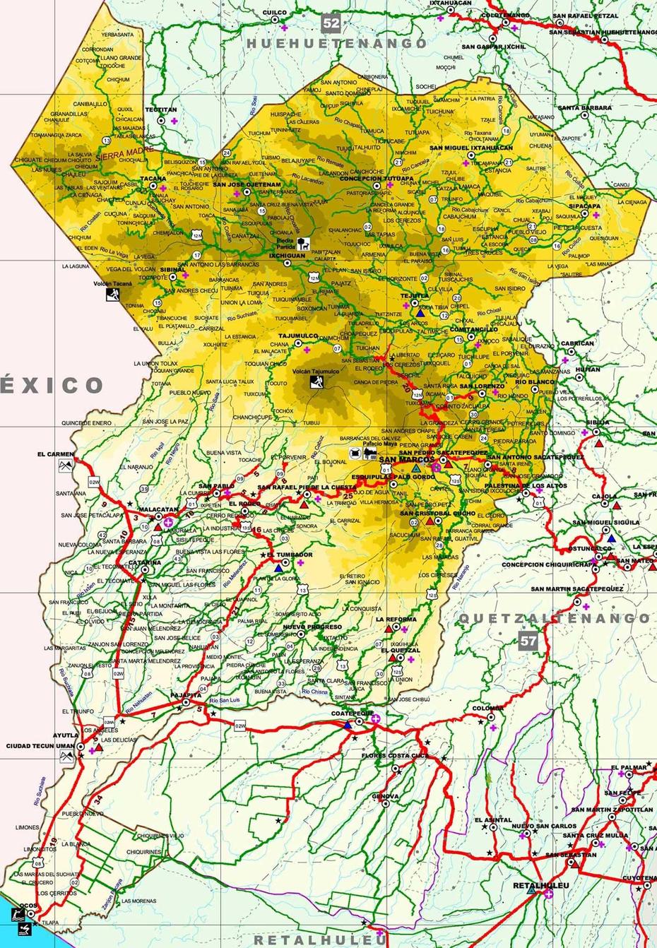 Mapa De San Marcos – Tamano Completo | Gifex, San Marcos, Nicaragua, Ometepe, Honduras Nicaragua