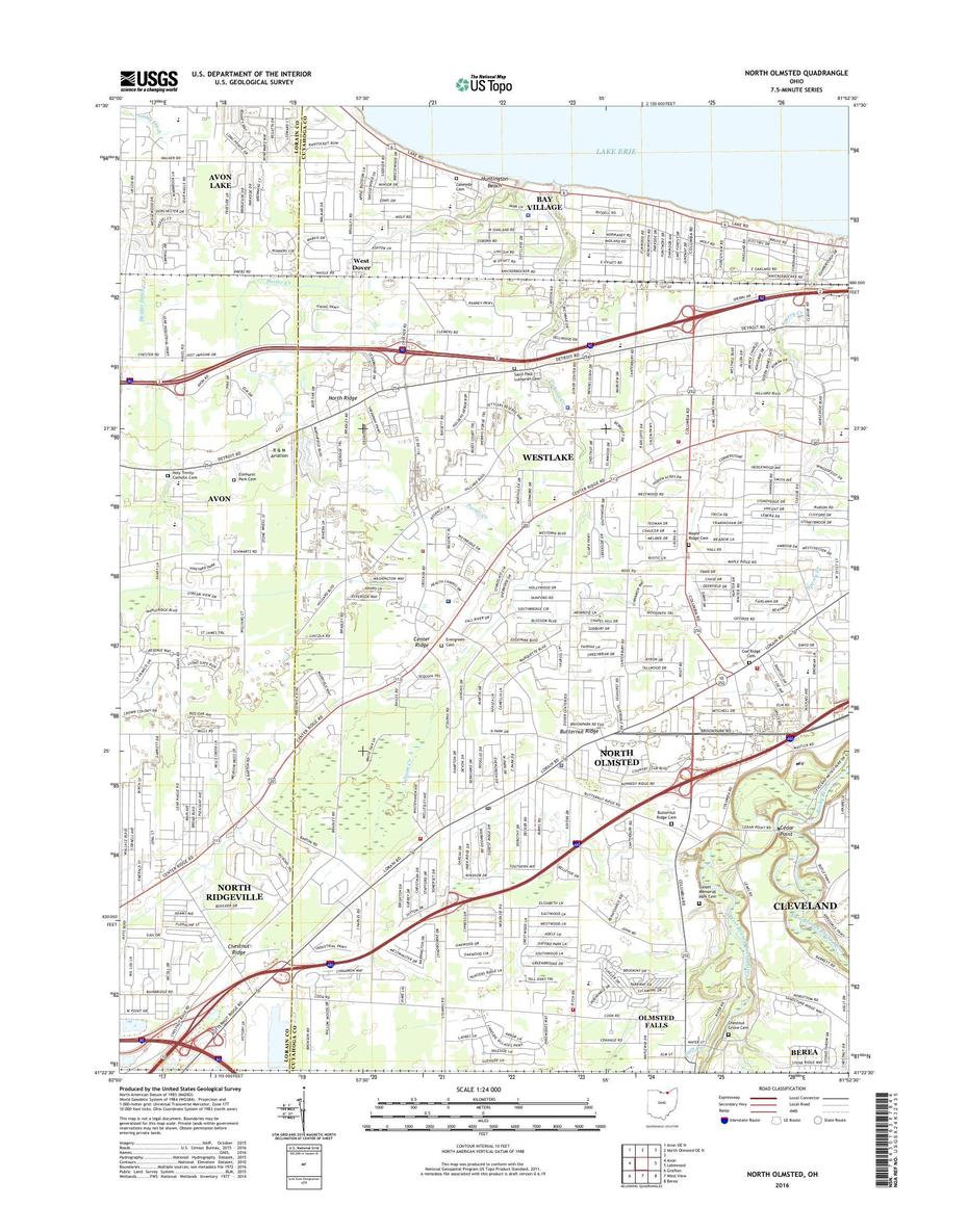 Mytopo North Olmsted, Ohio Usgs Quad Topo Map, North Olmsted, United States, North America Elevation, North Olmsted Oh 44070