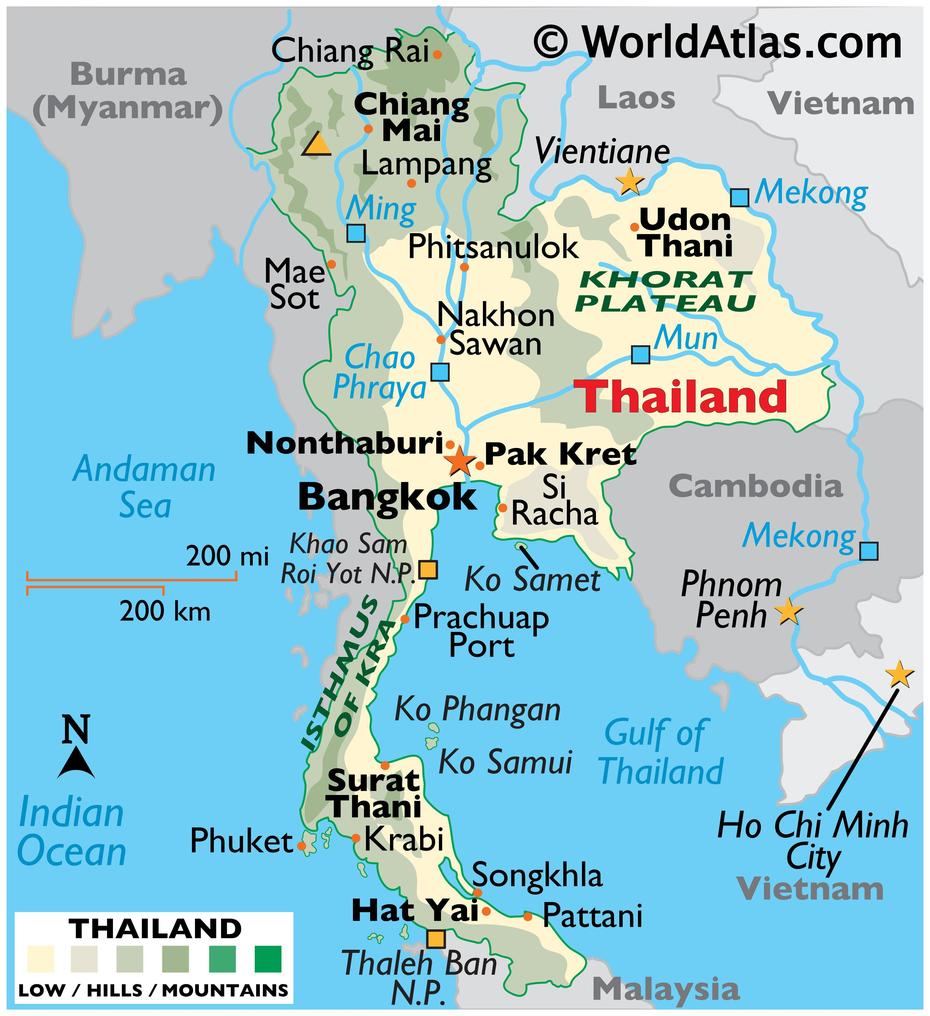 Thailand Large Color Map, Tha Yang, Thailand, La  Thailande, Thailand Travel