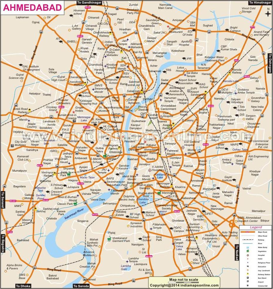 Ahmedabad City Map | City Map Of Ahmedabad | City Maps, Map, City Map, Ahmadābād, India, Ahmedabad On, Chennai On India