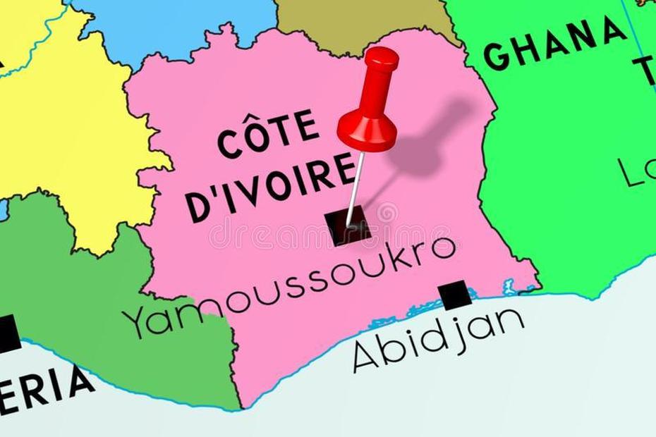 Cote D`Ivoire, Yamoussoukro – Capital City, Pinned On Political Map …, Yamoussoukro, Côte D’Ivoire, Yamoussoukro City, Basilique De Yamoussoukro