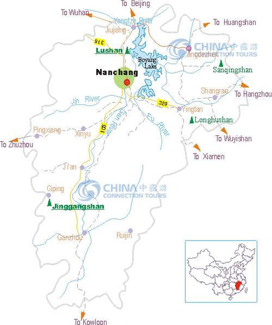 Jiujiang Tourist Map, China Jiujiang Tourist Map – Jiujiang Travel Guide, Jiujiang, China, Nanchang China, Huangshan China