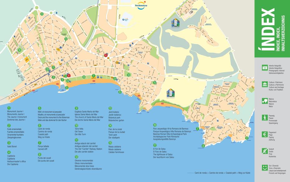 Large Detailed Tourist Map Of Salou, Salou, Spain, Salou In Spain, Of Salou Hotels