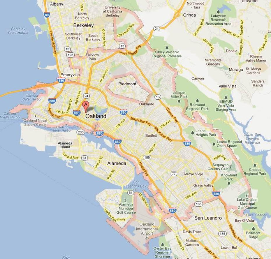 Oakland California Map, Oakland, United States, San Francisco  Bay Bridge, Tribune Tower Oakland