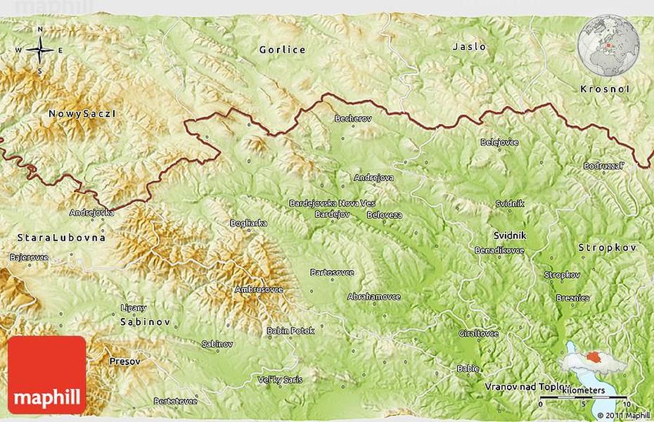 Physical 3D Map Of Bardejov, Bardejov, Slovakia, Bardejov A, Europe Slovakia