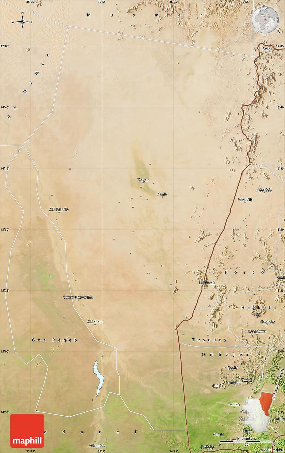 Satellite Map Of Kassala, Kassala, Sudan, Sudan States, Kassala City