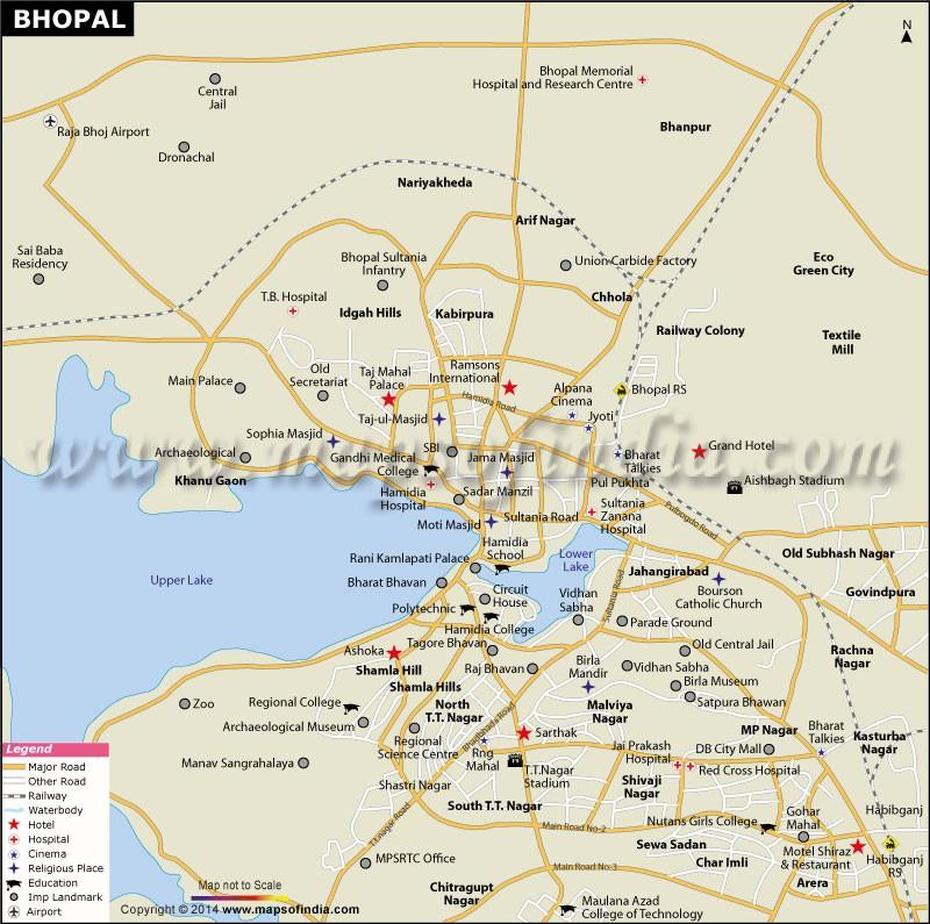 Buy Bhopal City Map Online, Bhopāl, India, Bhopal Lake, Ranchi India