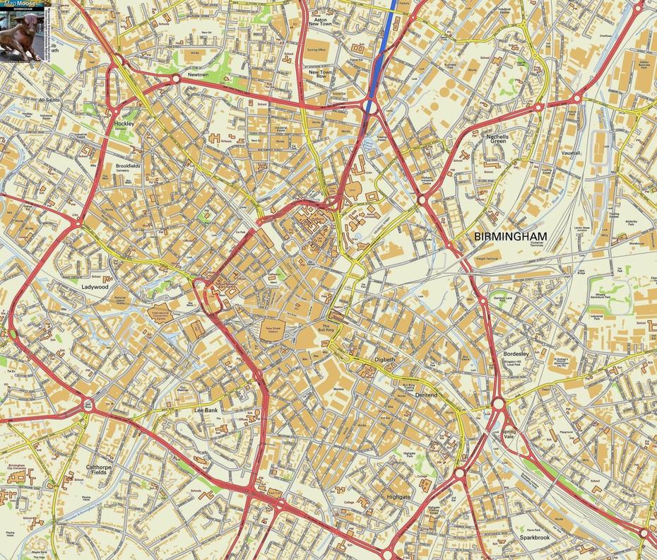 City Map Of Birmingham, Uk, Birmingham, United Kingdom, Birmingham City, Physical  United Kingdom