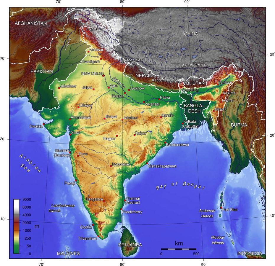 Detailed Topographical Map Of India. India Detailed Topographical Map …, Nelliyalam, India, India  World, India  Kids